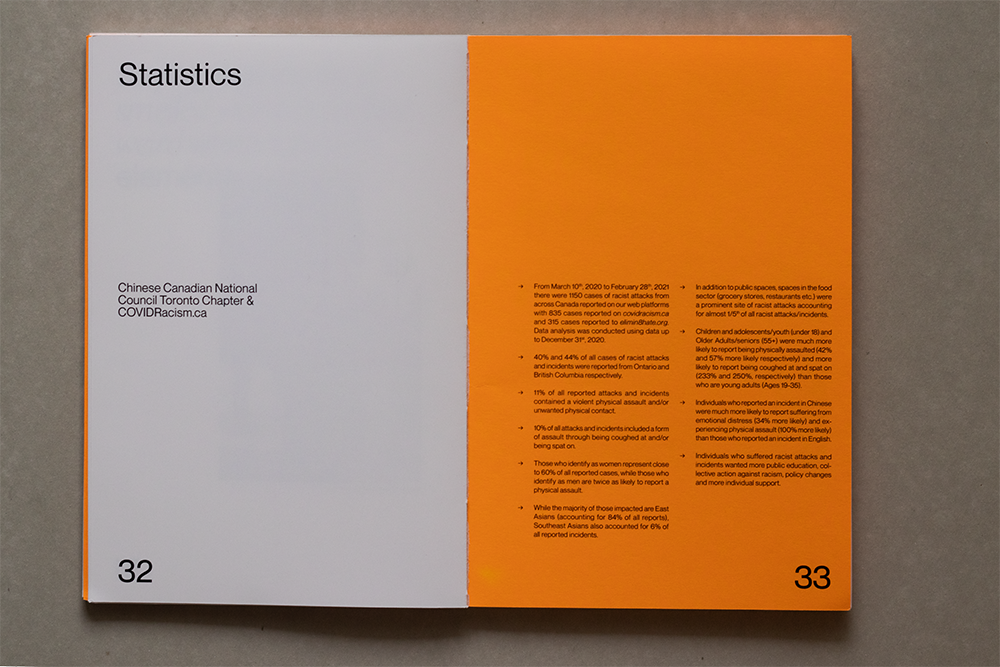 Double page showing statistics.